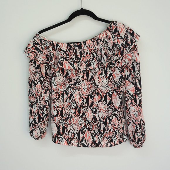 Bar III Printed Ruffled One Shoulder Top XXS - Picture 2 of 5